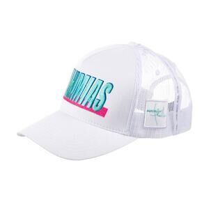Authentic‎ Nahmias Spellout Trucker Cap Hat Snap Back Mesh Blue White